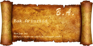Bak Arisztid névjegykártya